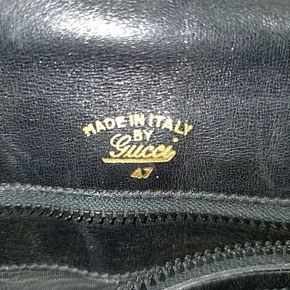 Vintage Gucci Blondie 1970s Black Leather Accordion Shoulder Bag Interlocking GG - Picture 9 of 16